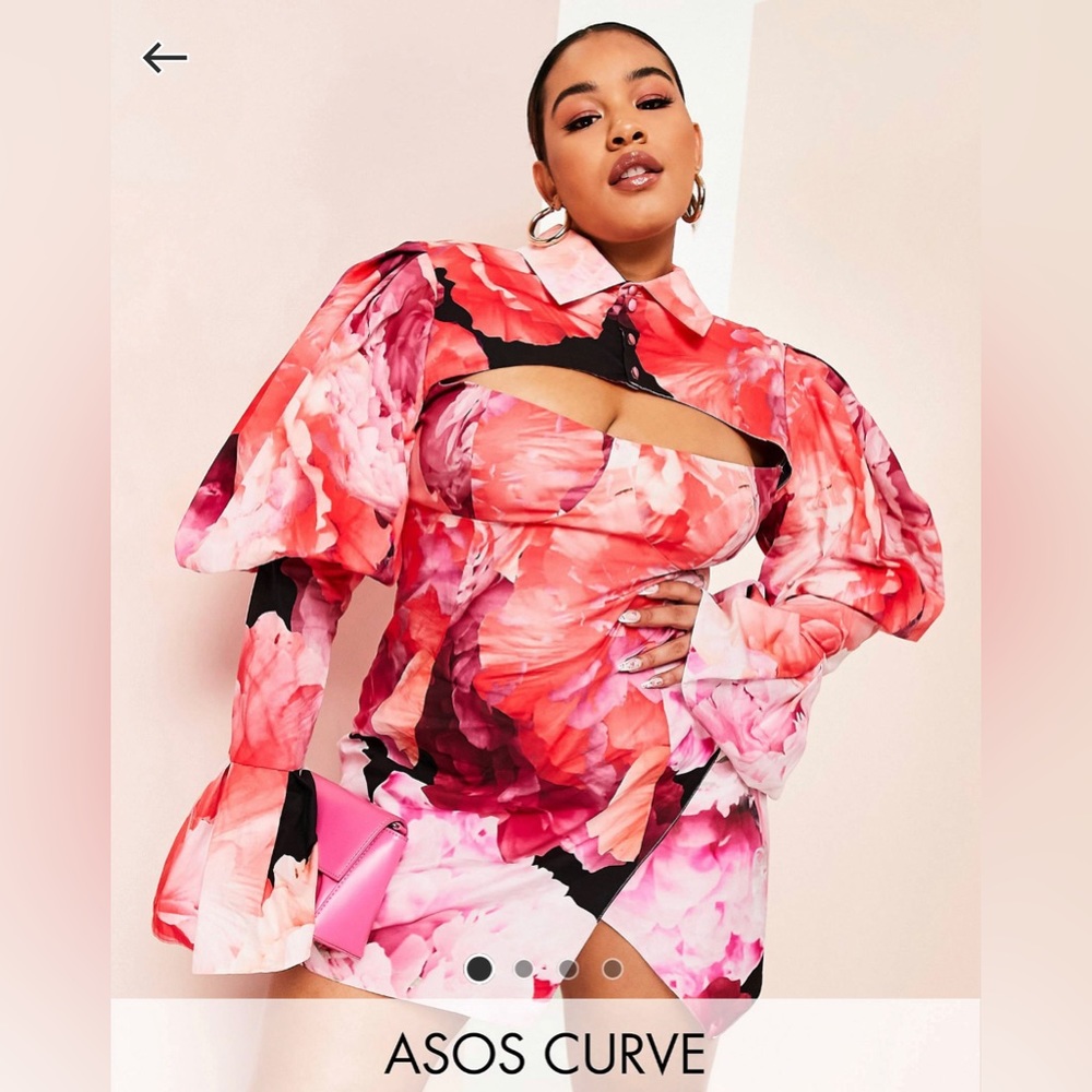 ASOS LUXE Curve Peekaboo Flare Sleeve Shirt Dress - Size 20